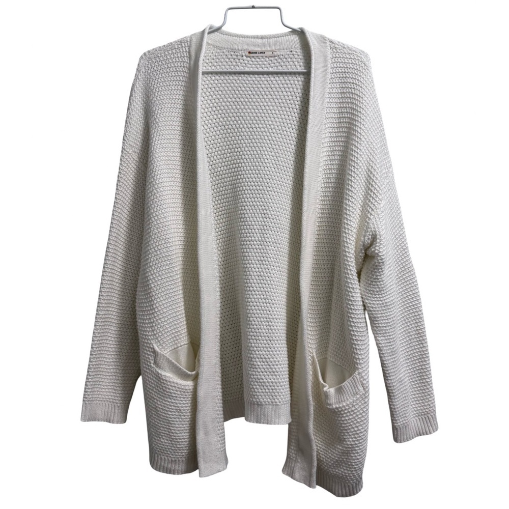 Marine Layer White 100% Cotton Catalina Open Front Cardigan Size Small